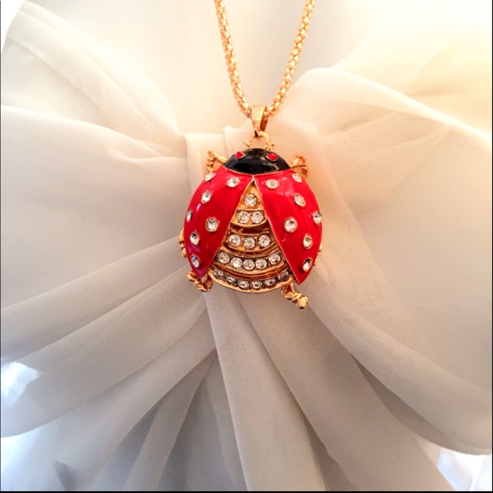 Betsey Johnson Crystal Enamel Pendant Necklace